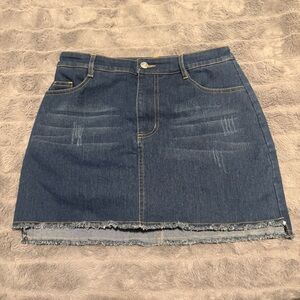 Denim A-Line Mini Skirt - Dark Blue